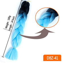 Load image into Gallery viewer, 24inch Synthetic HairPieces Braids Jumbo Hair Extensions Braiding Rainbow Blue Pink Blonde Purple Ombre DreadLock Braid MUMUPI