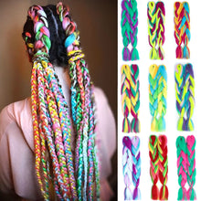 Load image into Gallery viewer, Aigemei 24'' Inter-color Jumbo Braids Long Synthetic Braiding Hair Crochet Braid Hair Extensions Red Yellow Blue Mix Color