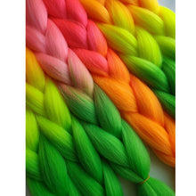Load image into Gallery viewer, Pervado Hair 1pc 24" 100G/PC Ombre Jumbo Braids Crochet Hair Synthetic Braiding Hair Extension Yaki Bulk Red Green Rasta Color