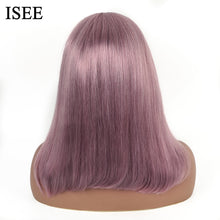Load image into Gallery viewer, Ash Purple Straight Bob Wig 13X4 Lace Front Human Hair Wigs For Women Human Hair Malaysian Purple Straight Bob Lace Front Wig