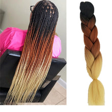 Load image into Gallery viewer, Pervado Hair 1pc 24" 100G/PC Ombre Jumbo Braids Crochet Hair Synthetic Braiding Hair Extension Yaki Bulk Red Green Rasta Color