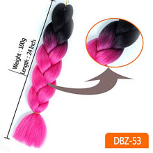 Load image into Gallery viewer, 24inch Synthetic HairPieces Braids Jumbo Hair Extensions Braiding Rainbow Blue Pink Blonde Purple Ombre DreadLock Braid MUMUPI