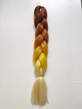 Load image into Gallery viewer, Pervado Hair Burg Brown Grey Ombre Crochet Braiding Hair Extensions One Piece 100g/Pack 24Inch Long Synthetic Jumbo Braids Hair