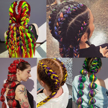 Load image into Gallery viewer, Aigemei 24'' Inter-color Jumbo Braids Long Synthetic Braiding Hair Crochet Braid Hair Extensions Red Yellow Blue Mix Color
