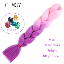Load image into Gallery viewer, Ombre Jumbo Braids Hair 24inch 100g Synthetic Braiding Hair Crochet Braid Hair Extension  for Women Blond Brown Pink Purple