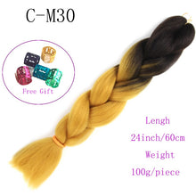 Load image into Gallery viewer, Ombre Jumbo Braids Hair 24inch 100g Synthetic Braiding Hair Crochet Braid Hair Extension  for Women Blond Brown Pink Purple