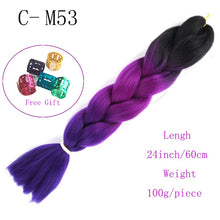 Load image into Gallery viewer, Ombre Jumbo Braids Hair 24inch 100g Synthetic Braiding Hair Crochet Braid Hair Extension  for Women Blond Brown Pink Purple