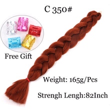 Load image into Gallery viewer, 41 inch Synthetic Braiding Hair 165g Crochet Jumbo Braids Hair Extensions 3pcs/lot Pure Color Orange Red  Yellow Purple