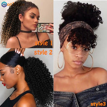 Load image into Gallery viewer, Kinky Curly Hair Extensions Drawstring Puff Ponytail Brazilian Real Human Hair Clip in Pony Tail African American Hair Extension
