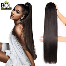 Load image into Gallery viewer, BOL 32Inch Long Kinky Curly Ponytail Hair Extensions Human Hair Feeling Synthetic Drawstring Ponytail Soft and Natural for Women