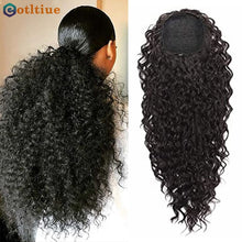 Load image into Gallery viewer, Kinky Curly Hair Extensions Drawstring Puff Ponytail Brazilian Real Human Hair Clip in Pony Tail African American Hair Extension