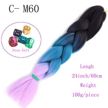 Load image into Gallery viewer, Ombre Jumbo Braids Hair 24inch 100g Synthetic Braiding Hair Crochet Braid Hair Extension  for Women Blond Brown Pink Purple