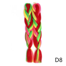 Load image into Gallery viewer, Aigemei 24'' Inter-color Jumbo Braids Long Synthetic Braiding Hair Crochet Braid Hair Extensions Red Yellow Blue Mix Color