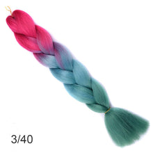 Load image into Gallery viewer, 24Inch Synthetic Long Jumbo Ombre Braiding Hair  For Women Colorful Braids 100g Rainbow Hair Gray  Black Trend Way