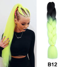 Load image into Gallery viewer, 24'' 100G Synthetic Jumbo Braiding Hair Ombre Rainbow Hair Extensions Festival Jumbo Crochet Hair Weaving Box Braids Hairpieces