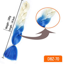 Load image into Gallery viewer, 24inch Synthetic HairPieces Braids Jumbo Hair Extensions Braiding Rainbow Blue Pink Blonde Purple Ombre DreadLock Braid MUMUPI