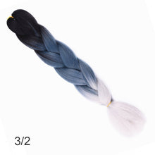 Load image into Gallery viewer, 24Inch Synthetic Long Jumbo Ombre Braiding Hair  For Women Colorful Braids 100g Rainbow Hair Gray  Black Trend Way