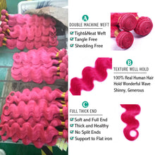 Load image into Gallery viewer, Sexay Pink Human Hair 3 Bundles With Closure Baby Hair 28 Inch Brazilian Body Wave Pre Plucked Lace Closures With Hair Bundles