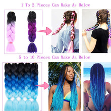 Load image into Gallery viewer, Ombre Jumbo Braids Hair 24inch 100g Synthetic Braiding Hair Crochet Braid Hair Extension  for Women Blond Brown Pink Purple