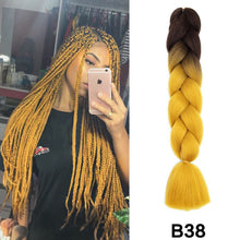 Load image into Gallery viewer, 24'' 100G Synthetic Jumbo Braiding Hair Ombre Rainbow Hair Extensions Festival Jumbo Crochet Hair Weaving Box Braids Hairpieces