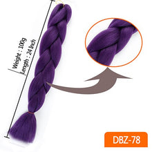Load image into Gallery viewer, 24inch Synthetic HairPieces Braids Jumbo Hair Extensions Braiding Rainbow Blue Pink Blonde Purple Ombre DreadLock Braid MUMUPI