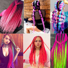 Load image into Gallery viewer, 24inch Synthetic HairPieces Braids Jumbo Hair Extensions Braiding Rainbow Blue Pink Blonde Purple Ombre DreadLock Braid MUMUPI