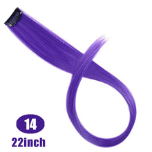 Load image into Gallery viewer, Lupu Synthetic Colorful Highlight Rainbow Hair Extensions Clip In One Piece 22 Inches Long Straight False Hair Pieces For Women