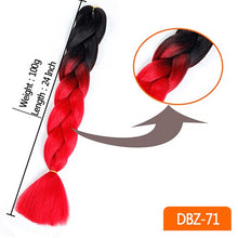 Load image into Gallery viewer, 24inch Synthetic HairPieces Braids Jumbo Hair Extensions Braiding Rainbow Blue Pink Blonde Purple Ombre DreadLock Braid MUMUPI