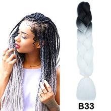 Load image into Gallery viewer, 24'' 100G Synthetic Jumbo Braiding Hair Ombre Rainbow Hair Extensions Festival Jumbo Crochet Hair Weaving Box Braids Hairpieces