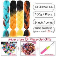 Load image into Gallery viewer, MSTN Synthetic Hair Ombre Long Straight Fake Braiding Hair Extension for Braids Jumbo Hair Hazel Braids Pink Hair Extensions