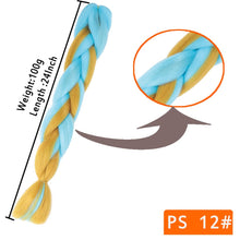 Load image into Gallery viewer, 24inch Synthetic HairPieces Braids Jumbo Hair Extensions Braiding Rainbow Blue Pink Blonde Purple Ombre DreadLock Braid MUMUPI