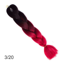 Load image into Gallery viewer, 24Inch Synthetic Long Jumbo Ombre Braiding Hair  For Women Colorful Braids 100g Rainbow Hair Gray  Black Trend Way