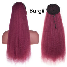 Load image into Gallery viewer, MyDiva Afro Long Straight Puff Ponytail Hair Extension Natural Synthetic Perm Yaki Hairpiece Drawstring Ponytails Elastic Band
