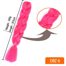 Load image into Gallery viewer, 24inch Synthetic HairPieces Braids Jumbo Hair Extensions Braiding Rainbow Blue Pink Blonde Purple Ombre DreadLock Braid MUMUPI