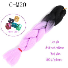 Load image into Gallery viewer, Ombre Jumbo Braids Hair 24inch 100g Synthetic Braiding Hair Crochet Braid Hair Extension  for Women Blond Brown Pink Purple