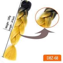 Load image into Gallery viewer, 24inch Synthetic HairPieces Braids Jumbo Hair Extensions Braiding Rainbow Blue Pink Blonde Purple Ombre DreadLock Braid MUMUPI