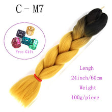 Load image into Gallery viewer, Ombre Jumbo Braids Hair 24inch 100g Synthetic Braiding Hair Crochet Braid Hair Extension  for Women Blond Brown Pink Purple