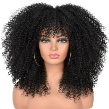 Load image into Gallery viewer, 16"Short Hair Afro Kinky Curly Wigs With Bangs For Black Women African Synthetic Ombre Glueless Blonde Brown Cosplay Lolita Wigs