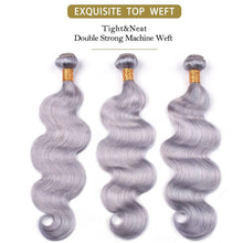 Load image into Gallery viewer, Grey Bundles Human Hair Peruvian Body Wave Human Hair Bundles Grey Body Wave Remy Hair Extensions Dorisy Hair