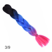 Load image into Gallery viewer, 24Inch Synthetic Long Jumbo Ombre Braiding Hair  For Women Colorful Braids 100g Rainbow Hair Gray  Black Trend Way