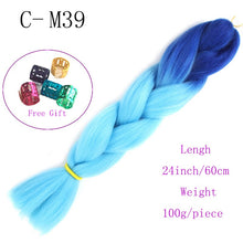 Load image into Gallery viewer, Ombre Jumbo Braids Hair 24inch 100g Synthetic Braiding Hair Crochet Braid Hair Extension  for Women Blond Brown Pink Purple