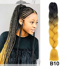 Load image into Gallery viewer, 24'' 100G Synthetic Jumbo Braiding Hair Ombre Rainbow Hair Extensions Festival Jumbo Crochet Hair Weaving Box Braids Hairpieces