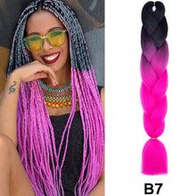 Load image into Gallery viewer, 24'' 100G Synthetic Jumbo Braiding Hair Ombre Rainbow Hair Extensions Festival Jumbo Crochet Hair Weaving Box Braids Hairpieces