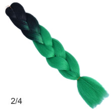 Load image into Gallery viewer, 24Inch Synthetic Long Jumbo Ombre Braiding Hair  For Women Colorful Braids 100g Rainbow Hair Gray  Black Trend Way