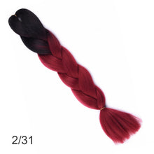 Load image into Gallery viewer, 24Inch Synthetic Long Jumbo Ombre Braiding Hair  For Women Colorful Braids 100g Rainbow Hair Gray  Black Trend Way