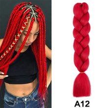 Load image into Gallery viewer, 24'' 100G Synthetic Jumbo Braiding Hair Ombre Rainbow Hair Extensions Festival Jumbo Crochet Hair Weaving Box Braids Hairpieces