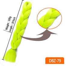 Load image into Gallery viewer, 24inch Synthetic HairPieces Braids Jumbo Hair Extensions Braiding Rainbow Blue Pink Blonde Purple Ombre DreadLock Braid MUMUPI