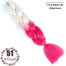 Load image into Gallery viewer, AILIADE 24 inch Jumbo Braids Long Ombre Synthetic High Temperature Braiding Kanekalon Hair Extensions African White Black Women