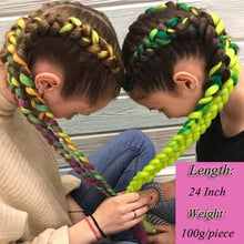 Load image into Gallery viewer, Aigemei 24'' Inter-color Jumbo Braids Long Synthetic Braiding Hair Crochet Braid Hair Extensions Red Yellow Blue Mix Color
