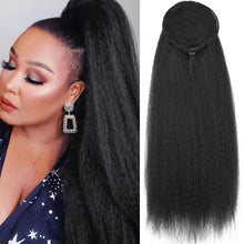 Load image into Gallery viewer, MyDiva Afro Long Straight Puff Ponytail Hair Extension Natural Synthetic Perm Yaki Hairpiece Drawstring Ponytails Elastic Band
